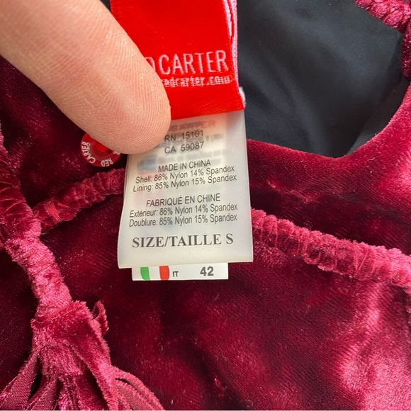 Red Carter One-Shoulder Velvet One Piece Swimsuit Small NWOT Burgundy - Picture 7 of 10